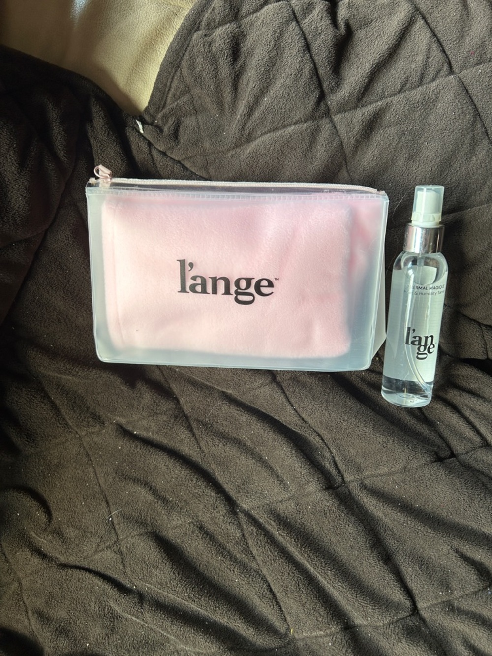 Lange Pink Translucent Makeup Pouch with Spray Bottle